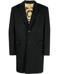 Versace - Einreihiger Mantel mit Logo-Patch - Lyst