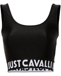 Just Cavalli - Top crop con banda logo - Lyst