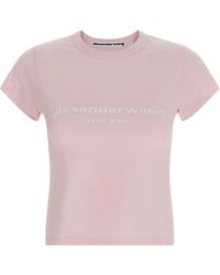 Alexander Wang - Crystal Logo Cotton Baby Tee - Lyst