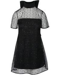 STAUD - Robe Courte Ornée De Sequins À Détail De Nœud - Lyst