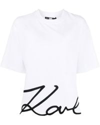 Karl Lagerfeld - Signature T-Shirt aus Bio-Baumwolle - Lyst