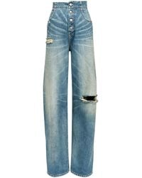 MM6 by Maison Martin Margiela - Gerade Jeans mit abgenutzten Effekt - Lyst
