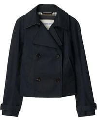 Burberry - Double-Breasted Belted Cropped Jacket - Lyst