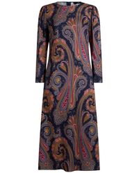 Etro - Crepe Midi Dress With Paisley Motif - Lyst