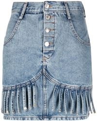 Moschino - Fringe-Detail Denim Skirt - Lyst