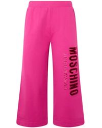 Moschino - Logo-Print Wide-Leg Track Pants - Lyst