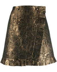 Sandro Brocade Embroidery Short Skirt - Yellow