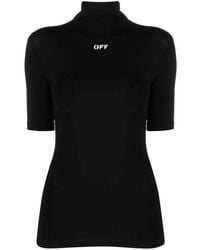 Off-White c/o Virgil Abloh - Logo-Print High-Neck T-Shirt - Lyst