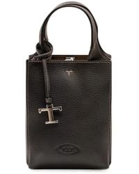 Tod's - Logo-Pendant Grained-Leather Tote Bag - Lyst