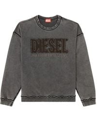 DIESEL - Cotton Sweatshirt With Appliqué Logo - Lyst