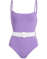Solid & Striped - The Nina Ribbed Belted Swimsuit - Lyst