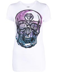 Philipp Plein - Crystal-embellished Skull-print T-shirt - Lyst