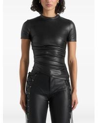 Manière De Voir - Leather Ruched T-Shirt - Lyst