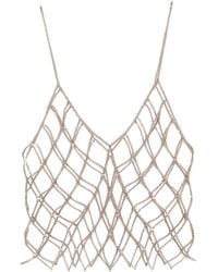 Panicale - Bead-Embellished Sleeveless Top - Lyst
