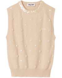 Miu Miu - Crew-Neck Cashmere Vest - Lyst