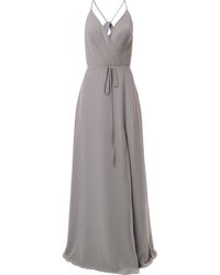 Marchesa Abendkleid mit V-Ausschnitt - Grau