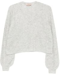 Twinset - V-Neck Balloon-Sleeve Sweater - Lyst