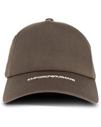 Emporio Armani - Embroidered Cotton Cap Hat - Lyst