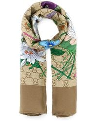 Gucci - Flora-Print Silk Scarf - Lyst