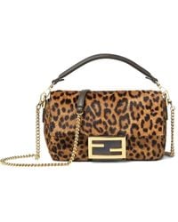 Fendi - Sac À Main Baguette À Chaîne Et Imprimé Léopard Format Mini - Lyst