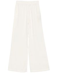 120% Lino - Elastic-Waist Wide-Leg Trousers - Lyst