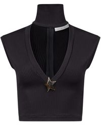 Area - Star-Stud Rib-Knit Crop Top - Lyst