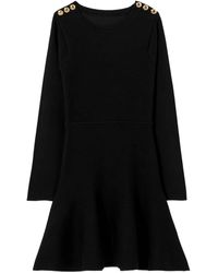 Claudie Pierlot - Gebreide Flared Jurk Met Knoopdetail - Lyst