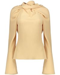 Ellery - Knotted-Neck Flared-Sleeve Top - Lyst