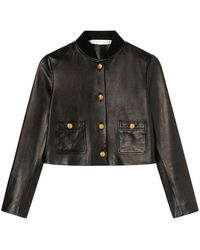 Palm Angels - Cropped Leather Jacket - Lyst