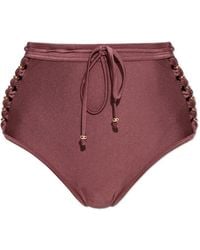 Zimmermann - Bead-Embellished Lace-Up Bikini Bottoms - Lyst