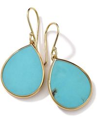 Ippolita - 18kt Yellow Gold Small Polished Rock Candy Teardrop Turquoise Earrings - Lyst