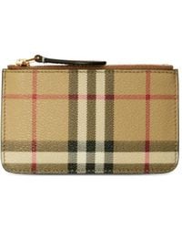 Burberry - Beige Vintage Check Zip Wallet - Lyst