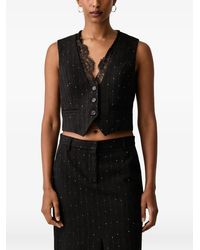 ERMANNO FIRENZE - Gilet Met Krijtstreep En Kanten Afwerking - Lyst