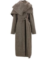 Ferragamo - ヘリンボーン ベルテッドコート - Lyst
