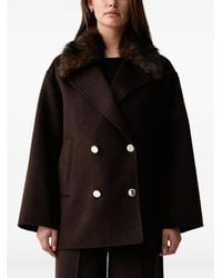 Kaos - Faux-Fur Collar Double-Breasted Coat - Lyst