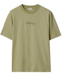 Burberry - Check Cursive Logo Cotton T-Shirt - Lyst