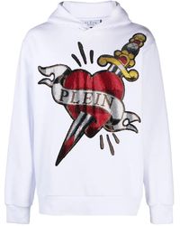 Philipp Plein - Sudadera con apliques de strass y motivo de corazón y daga - Lyst