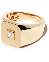 SHAY - 18kt Yellow Gold Baguette Diamond-embellished Signet Ring - Lyst