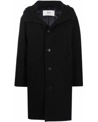 Ami Paris - Hooded Single-breasted Coat - Lyst