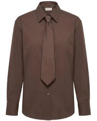Brunello Cucinelli - Tie-Detail Cotton Shirt - Lyst