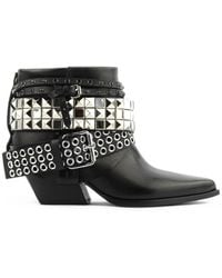 Elena Iachi - Petra Stud-Embellished Biker Boots - Lyst
