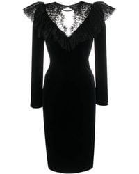 Nissa - Lace-Detailing Long-Sleeve Dress - Lyst