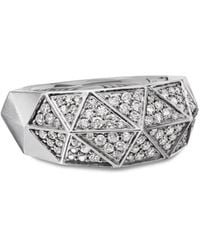 David Yurman - Chevalière Torqued Faceted En Sterling Pavée De Diamants ,3 Mm) - Lyst