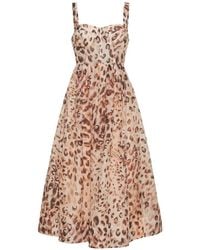 Cara Cara - Leopard-Print Corset-Style Midi Dress - Lyst