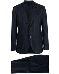 Luigi Bianchi Mantova Einreihiger Anzug mit Nadelstreifen - Blau