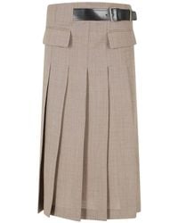Semicouture - Cressida Belted Pleated Midi Skirt - Lyst