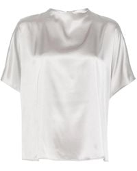 SOLOTRE - Satin-Finish Short-Sleeve Top - Lyst