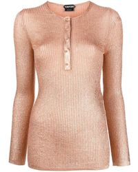 Tom Ford - Metallic Ribbed-knit Top - Lyst