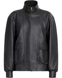 Elie Saab - Veste En Cuir À Col Montant - Lyst