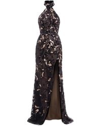 Saiid Kobeisy - Halter-Neck Embroidered Tulle Maxi Dress - Lyst